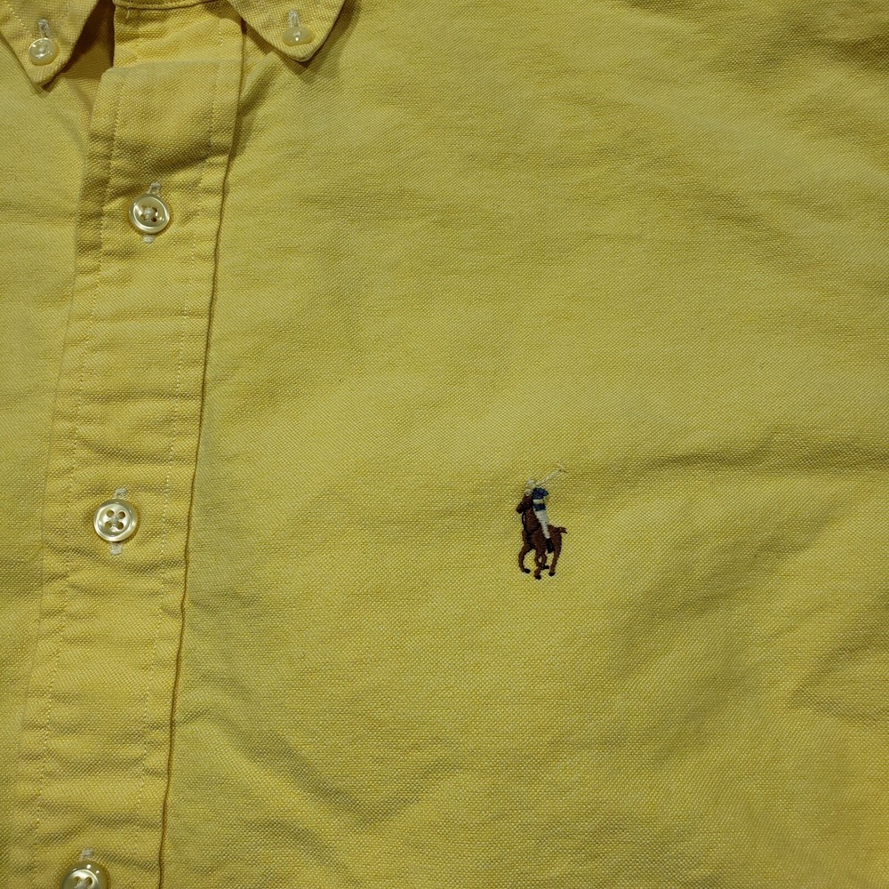 Ralph Lauren Shirt Mens 16-34 Yellow Yarmouth Flesh Pony Button Down Long Sleeve - Picture 3 of 12
